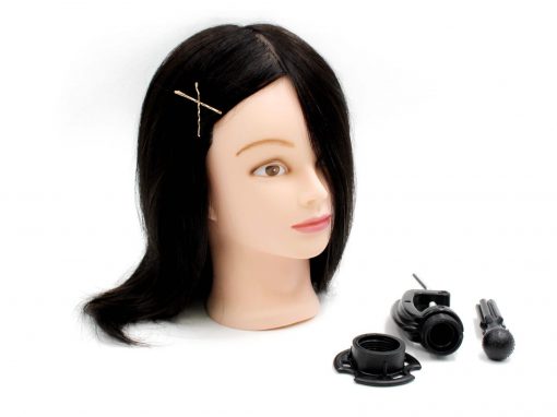 Sintetinių plaukų mokomoji galva su laikikliu