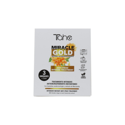 Intensyvi, greito veikimo, glotninanti plaukų priemonė Anti-frizz Miracle Gold TAHE, 3 x 25 ml - Image 5