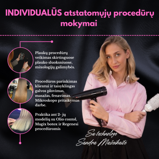 Individualūs atstatomųjų plaukų procedūrų mokymai